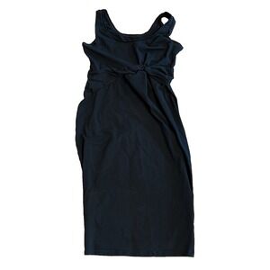 Old Navy Black Maternity Dress Sz large Sleeveless Tank Gathered Sides Midi